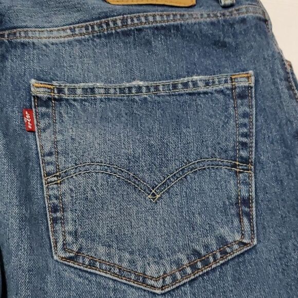 Levi's 569 Loose-Fit Straight Ripped Tropical Hawaiian Jean Shorts Waist 34 - Picture 7 of 9